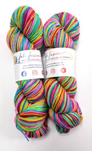 Load image into Gallery viewer, Play That Sax on a Superwash Merino/Nylon/Sparkle sock yarn.
