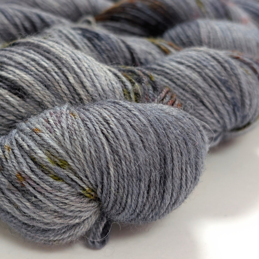 Mordor, hand dyed on Exmoor sock yarn.