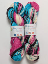 Load image into Gallery viewer, Zombie Knitter on superwash BFL/nylon sock yarn.
