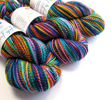 Load image into Gallery viewer, Colorful skeins of yarn with labels on a white background
