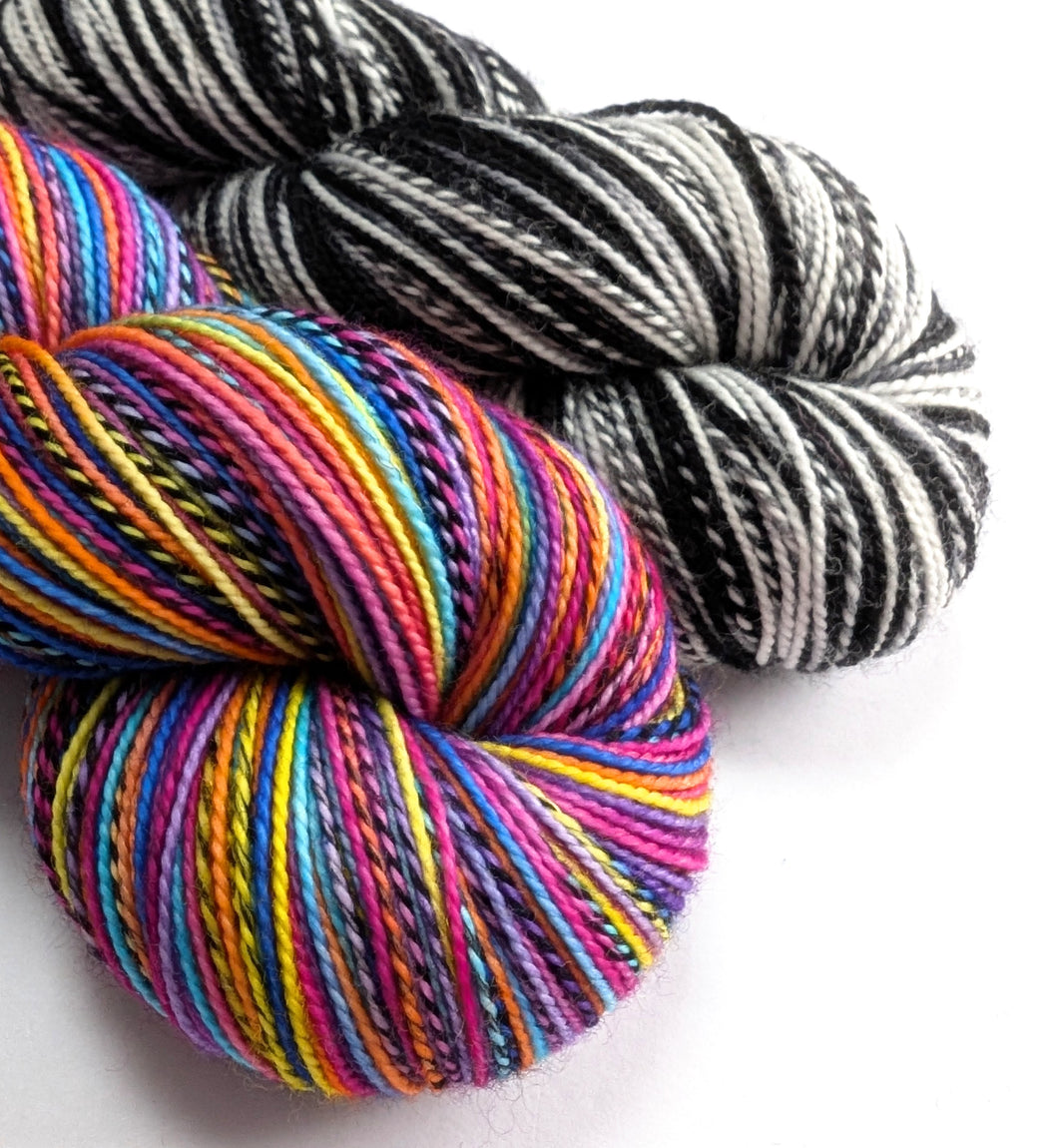 Wednesday's Window on superwash merino/nylon 'zebra' sock/4ply.