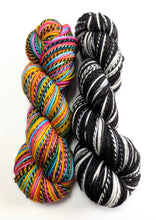 Load image into Gallery viewer, Jack &amp; Sally on superwash merino/nylon &#39;zebra&#39; DK.
