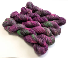 Load image into Gallery viewer, Frankenskein on superwash merino singles 4ply yarn.
