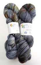 Load image into Gallery viewer, Two skeins of multicolored yarn with labels on a white background
