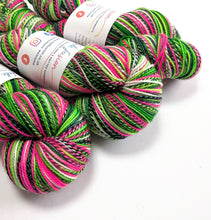 Load image into Gallery viewer, Whoville on high twist superwash merino/nylon "Zebra" sock yarn.
