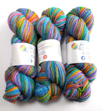 Load image into Gallery viewer, Three skeins of multicolored yarn with labels on a white background
