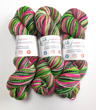 Load image into Gallery viewer, Whoville on high twist superwash merino/nylon "Zebra" sock yarn.
