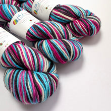 Load image into Gallery viewer, Colorful skeins of yarn with labels on a white background
