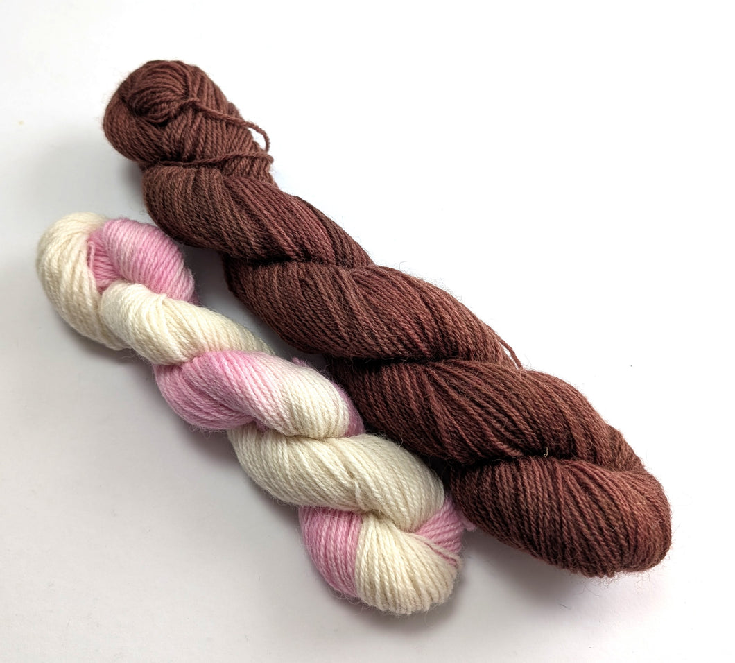 Hot Chocolate sock set, on Talamh sock yarn.