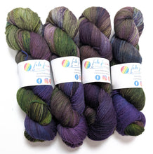 Load image into Gallery viewer, Witchy Woman, hand dyed on Exmoor wool sock yarn.
