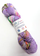 Load image into Gallery viewer, Chuffed To Bits on superwash merino/nylon/sparkle DK.
