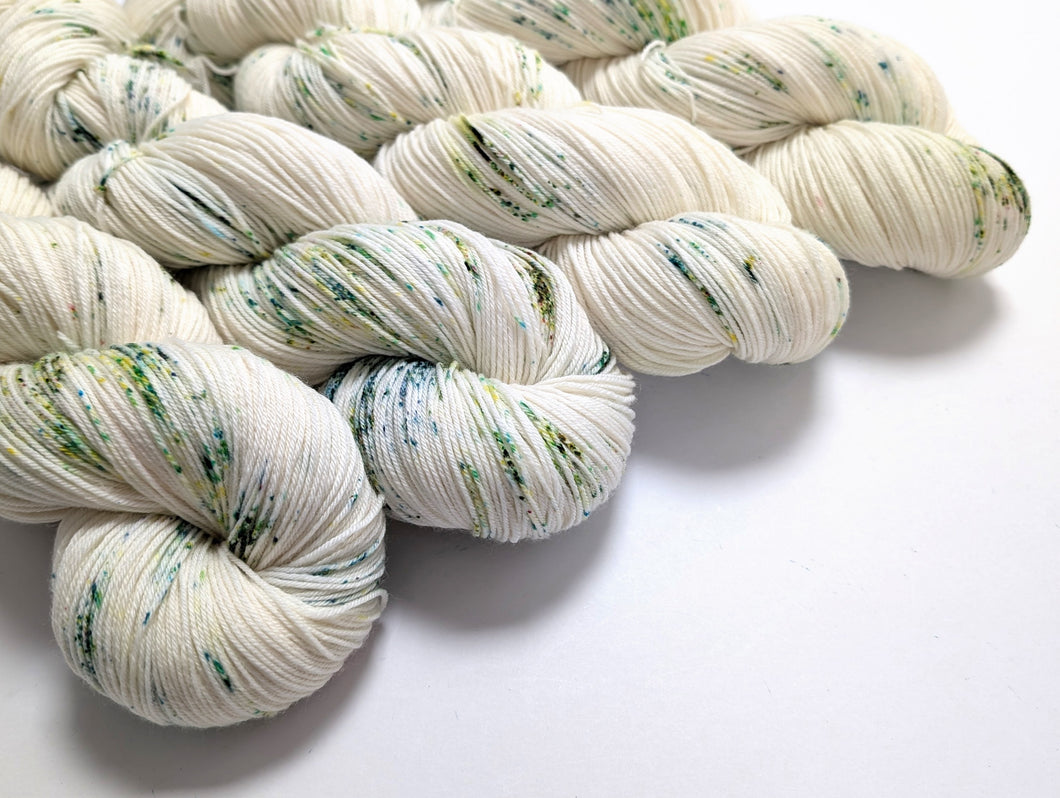 Simbelmyne on superwash merino/nylon sock yarn.