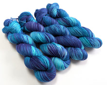 Load image into Gallery viewer, Frankenskein on superwash merino/nylon sock yarn.
