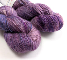 Load image into Gallery viewer, Start Wearing Purple, on baby camel/silk 4ply/fingering weight yarn.
