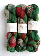 Load image into Gallery viewer, Holly Jolly Christmas on superwash merino/yak/nylon sock yarn. freeshipping - Felt Fusion
