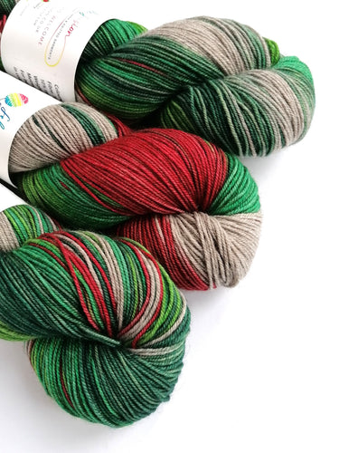 Holly Jolly Christmas on superwash merino/yak/nylon sock yarn. freeshipping - Felt Fusion