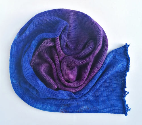 Hand dyed sock blank in a superwash merino/silk base in a blue and purple gradient. freeshipping - Felt Fusion