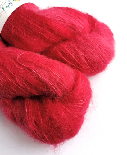 Red hand dyed Suri alpaca 4ply Cloud Fluff yarn. freeshipping - Felt Fusion