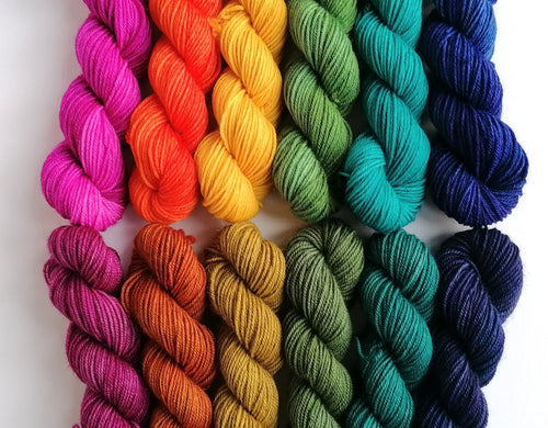 Autumn Rainbow hand dyed mini skeins. 6 x 20g freeshipping - Felt Fusion