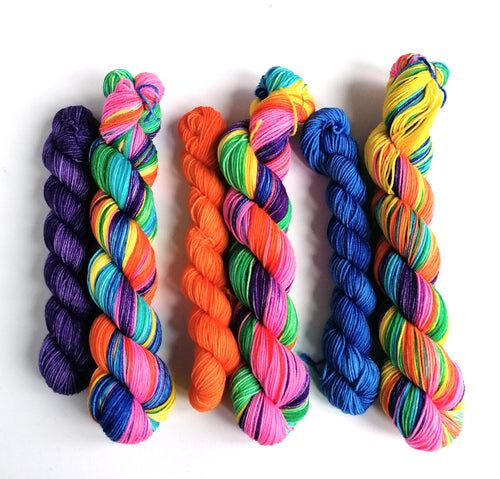 Wintertime Rainbow sock set, on superwash merino/nylon sock yarn. freeshipping - Felt Fusion