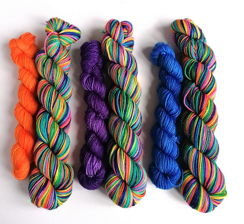 Wintertime Rainbow sock set, on sparkle sock yarn. freeshipping - Felt Fusion