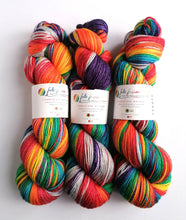 Load image into Gallery viewer, Rainbows and Clouds on superwash merino/bamboo 4ply/fingering weight. freeshipping - Felt Fusion
