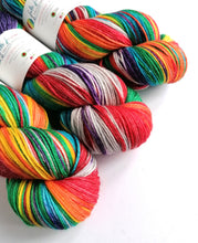 Load image into Gallery viewer, Rainbows and Clouds on superwash merino/bamboo 4ply/fingering weight. freeshipping - Felt Fusion
