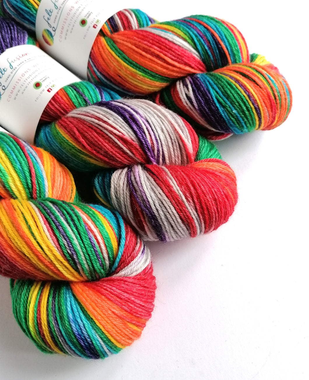 Rainbows and Clouds on superwash merino/bamboo 4ply/fingering weight. freeshipping - Felt Fusion