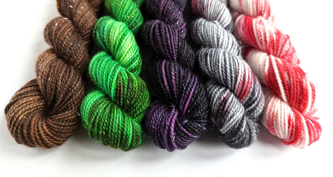 Holy Grail mini skeins. 5 x 20g