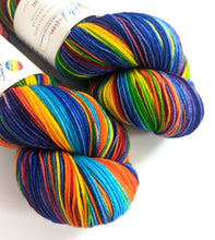 Load image into Gallery viewer, True Rainbow on superwash merino/nylon sock yarn.
