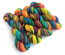 Load image into Gallery viewer, Rainbow on superwash BFL/Nylon sock yarn.
