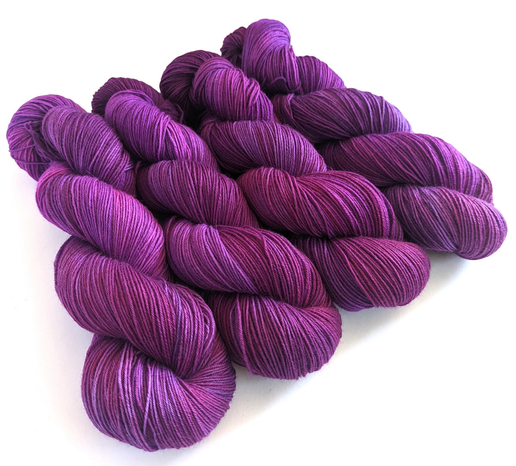Purples on superwash BFL/nylon sock yarn.