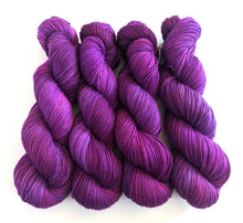 Load image into Gallery viewer, Purples on superwash BFL/nylon sock yarn.

