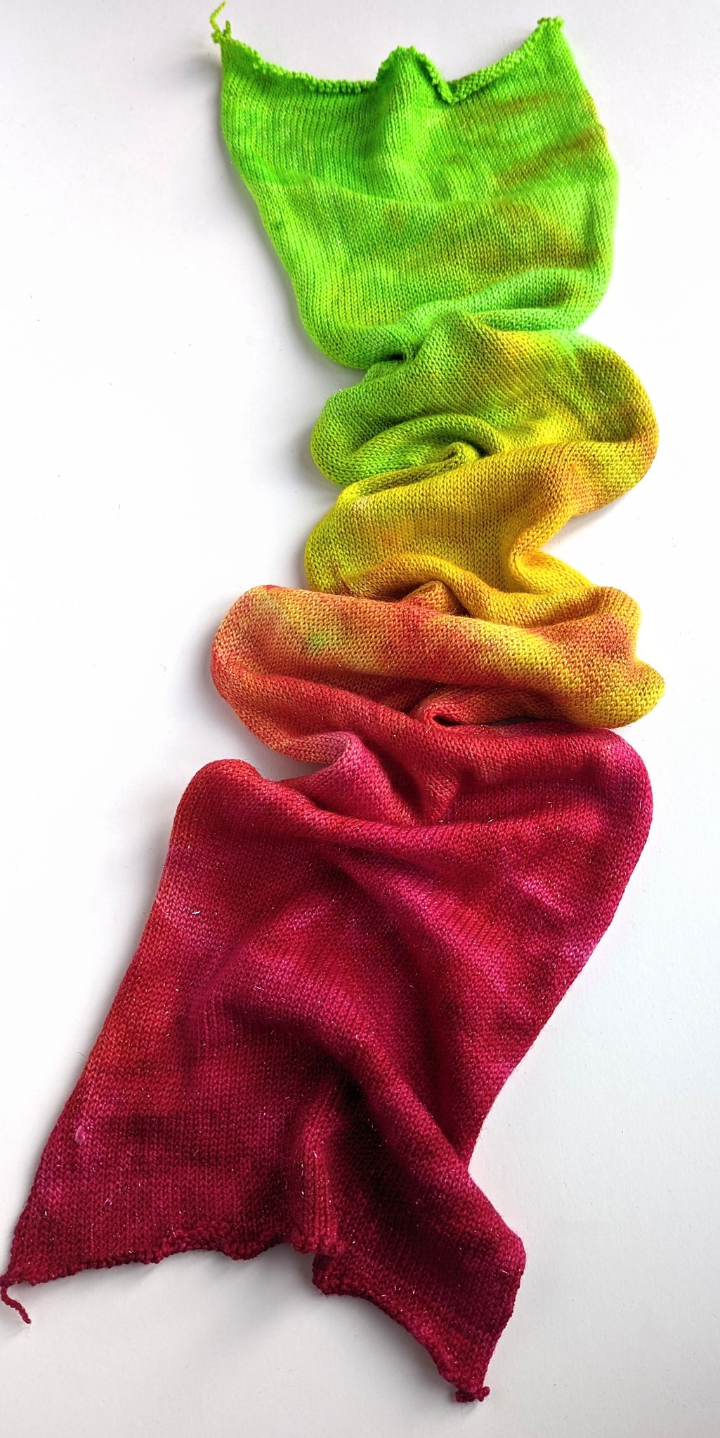 Hand dyed sparkle sock yarn blank Pink green gradient. Felt Fusion