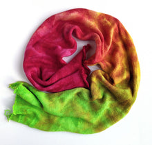 Load image into Gallery viewer, Pink - green superwash merino/nylon sock yarn blank.
