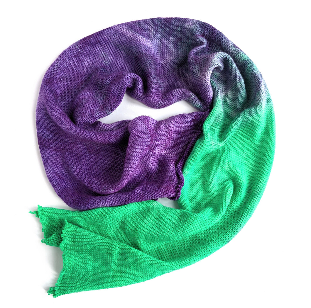 Purple - green superwash merino/nylon sock yarn blank.