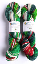 Load image into Gallery viewer, Holly Jolly Christmas, hand dyed on superwash merino/nylon/sparkle DK.
