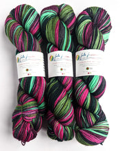 Load image into Gallery viewer, Pretty Pink Polly, on superwash merino/nylon sock yarn.
