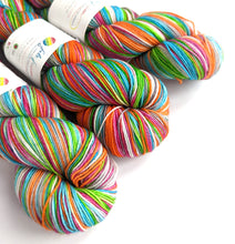 Load image into Gallery viewer, Scoobies, on superwash merino/nylon sock yarn.
