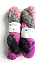 Load image into Gallery viewer, Tyrian Moonlight, hand dyed on Exmoor wool sock yarn.

