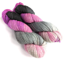 Load image into Gallery viewer, Tyrian Moonlight, hand dyed on Exmoor wool sock yarn.
