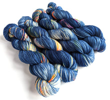 Load image into Gallery viewer, Crazy Nights on superwash merino/nylon sock yarn.
