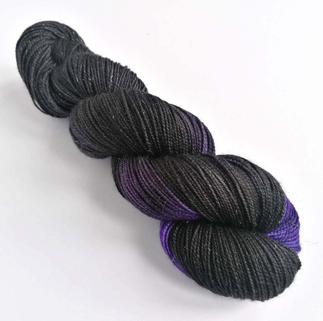 Black Like My Heart on a Superwash Merino/Nylon/Sparkle sock yarn. freeshipping - Felt Fusion