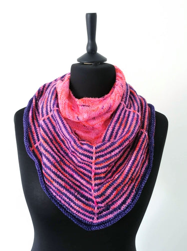Hand knitted pink and purple shawl. freeshipping - Felt Fusion
