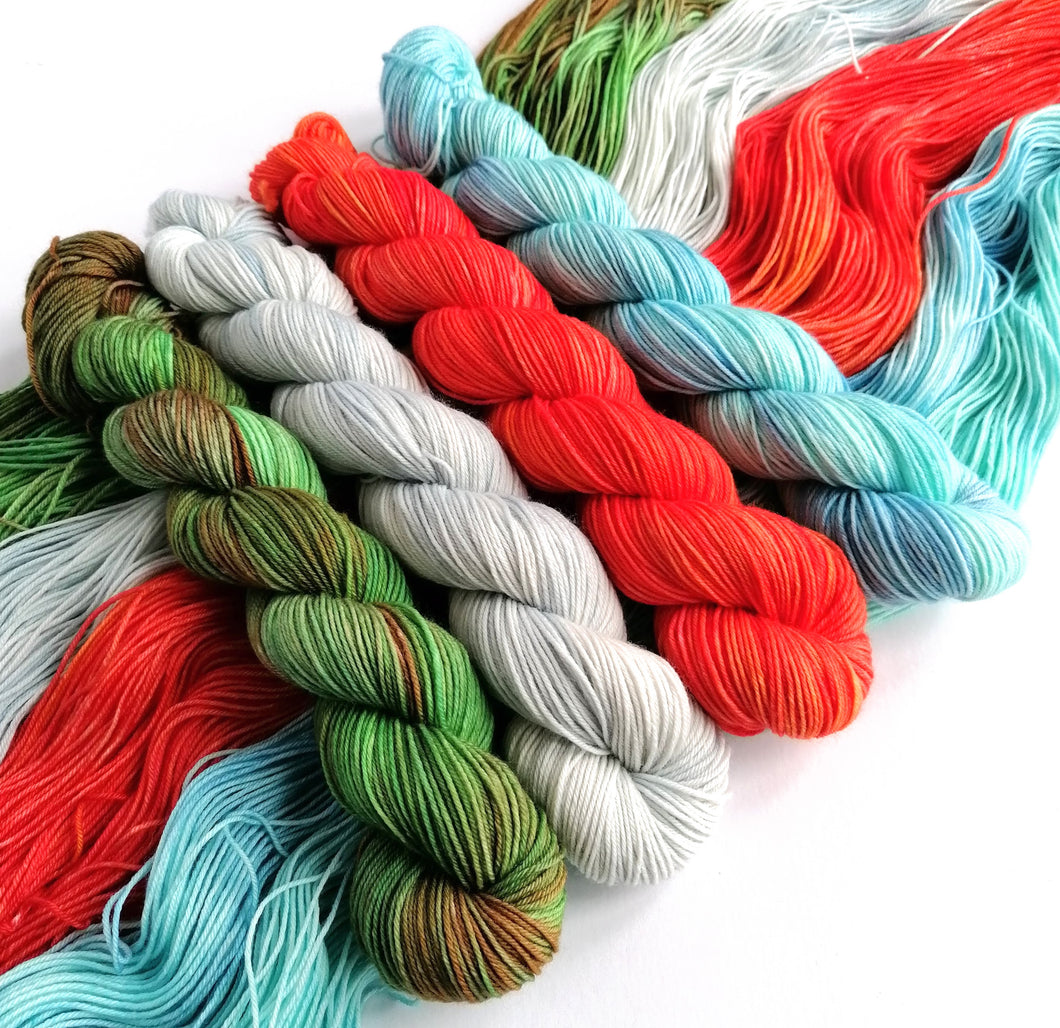 Elemental set, 4 x 50g sw merino/nylon sock yarn. freeshipping - Felt Fusion