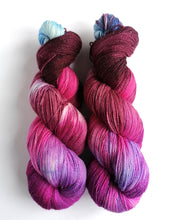 Load image into Gallery viewer, Hand dyed Lace yarn in a Merino Silk Sparkle base in Gothic Rose. freeshipping - Felt Fusion
