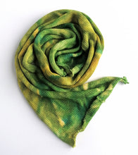 Load image into Gallery viewer, Hand dyed sock blank in a superwash merino/silk base in greens and gold. freeshipping - Felt Fusion
