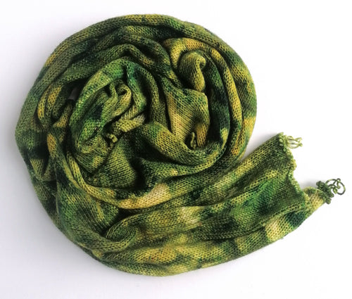 Hand dyed sock blank in marbled greens. freeshipping - Felt Fusion