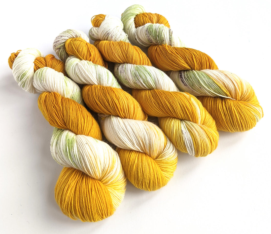 La Dame Blanche on superwash BFL/nylon sock yarn.