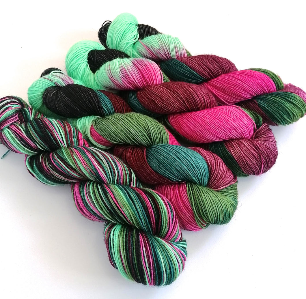 Pretty Pink Polly on superwash BFL/nylon sock yarn. freeshipping - Felt Fusion